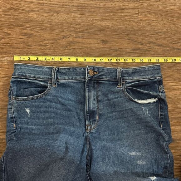 Maurices Medium Wash High Rise Patch Ripped Skinny Cropped Jeans XL - Picture 7 of 11